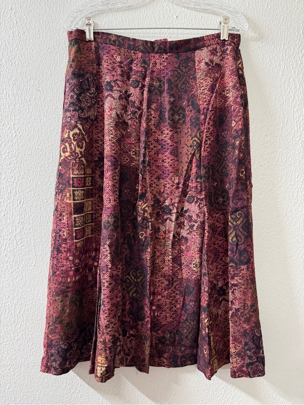 Koret Maroon Multi-Patterned A-Line Skirt Size 12P